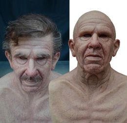 Party Masks 1 Pcs Realistic Old Man Latex Mask Horror Grandparents People Full Head Halloween Costume Props Adult2604176