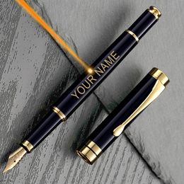 Custom Engraving Fountain Pen Golden Text School Supplies 2024 Stationery Men Luxury High Quality Writing Office Metal Pretty 240425