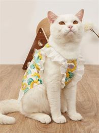 Dog Apparel Pet Summer Floral Dresses Sunflower Princess Dress Cat For Small Puppy Clothing