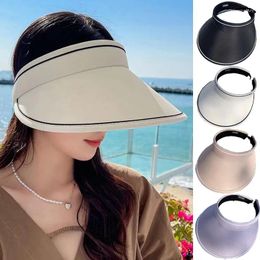 Wide Brim Hats Summer Empty Top Sun Women Large Anti-Uv Sunscreen Hat Female Outdoor Travel Visor Cap Lady Fashion Casual Shades