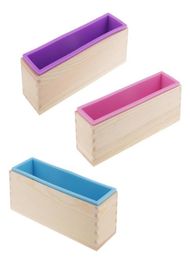 Craft Tools 3pcs Rectangular Cavity Silicone Soap Mould Loaf 3 Colours Pink Blue Purple5197451