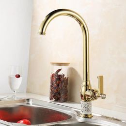 Kitchen Faucets Golden Copper For Cold And Water Tap Sink Faucet Vegetable Washing Basin 360 Degree Rotating SE-M08Kitchen