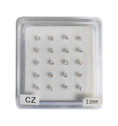 925 sterling silver 3mm trangle clear cubic zirconia nose piercing Jewellery nose pin 20pcspack4002463