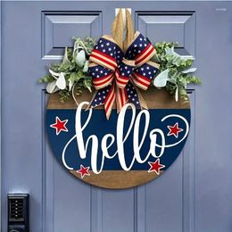Party Decoration Independence Day Hello Door Direction Signs Wreath Hanging 4th Of July American Celebration Wall Garland