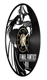 Final Fantasy Black Record Wall Clock Creativity Home Decor Handmade Art Personality Gift (Size: 12 inches, Color: Black)5116611