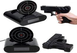 Other Clocks Accessories 1Set Gun Alarm Clock Shoot O039Clock Lock N Load Target Office Gadgets11637667