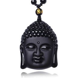 Unique Natural Black Obsidian Carved Buddha Blessing Necklace for Men Women Lucky Amulet Buddha Pendant Necklace Luck Craft Gift6867143