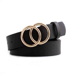 Double Ring Circle Button Belt Leisure Jeans Fashion Dress Women Leather Belt Simple Solid Girls Adjustable Waistband 2022 Y2203015474656