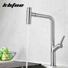 Kitchen Faucets Brushed Nickel Faucet Pull Out 360 Rotation Deck Mounted And Cold Water Wash Basin Sink Mixer Tap Stainless Steel