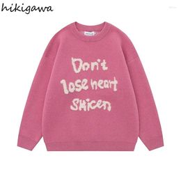 Women's Sweaters Pink Pull Femme Knitwear Pullovers Clothes Letter Casual Long Sleeve Jumper Chic Korean Oversized Y2k Tops Sueter Mujer
