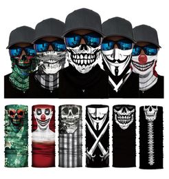 Scarves 3D Skull Faces Scarf Outdoor Multiuse Men Women Unisex Magic Changeable Neck Tube Snood Bandana Warmer6113747