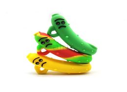 new style cucumber Hand pipe silicone Pipes with matel bowl Spoon Pipe Bongs Oil Nail Hand Pipe Smoking Accessories3881558