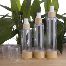 Storage Bottles 20/30/50/80/100/120ml Bamboo Spray Pump Vacuum Bottle Travel Set Wooden Cosmetics Perfume Essence Packing Containers 10pcs