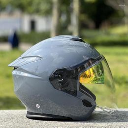 Motorcycle Helmets Men And Women Summer Racing Helmet Double Lens Half ECE Approved Casco Capacete Cement Grey Kids