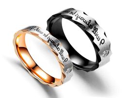 His Hers Couples Engraved Titanium Ring Romantic quotI will always be with youquot Couples Promise Engagement Wedding Ring s9157647