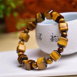 Link Bracelets 10mm Natural Tiger Eye Stone Cube Bracelet Fashion Crystal Quartz Gemstone Jewellery Reiki Healing Gift For Women 1PCS