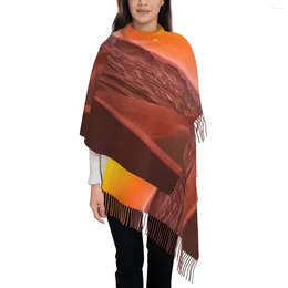 Scarves Desert Landscape Scarf With Tassel Sand Dune Warm Soft Shawl Wrap Women Design Wraps Autumn Fashion Bufanda