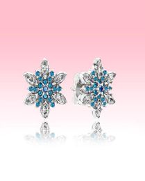 Blue CZ diamond snowflake Stud Earrings luxury designer Women Jewellery for P 925 Silver Earring with Original box set4578509