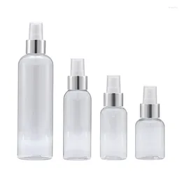 Storage Bottles 25Pcs 50ml 75ml 100ml 250ml Refillable Spray Mist Bottle Shiny Silver Pump Cosmetic Packaging Transparent Plastic Empty