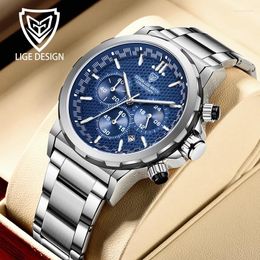 Wristwatches LIGE Sell Men Quatrz WristWatch Sport Mens Watches Top Waterproof Full Steel Quartz Clock Relogio Masculino