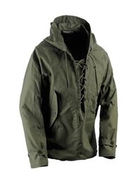 USN Wet Weather Parka Vintage Deck Jacket Pullover Lace Up WW2 Uniform Mens Navy Military Hooded Jacket Outwear Army Green 2012187800122