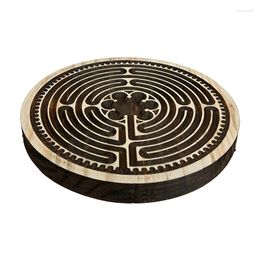 Decorative Figurines Wood Finger Labyrinth Chartres Carving Board Meditation Tools For And Prayer