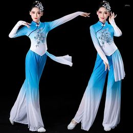 Stage Wear Classical Dance Costume Women Performance Clothes Adult Fan Set Middle-aged Chinese Practise