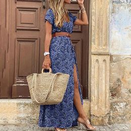 Casual Robe Female Clothing Y2K Floral Skirt Elegant Maxi Dress Long for Women 2024 Summer Beach Bohemian Dresses Vestido y240418