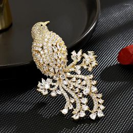 Brooches Luxurious Magpie Brooch Lady Banquet Lapel Pin Wedding Party Jacket Accessories Inlaid Zircon Jewellery Animal Decorative Gifts