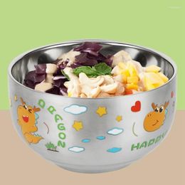 Bowls Cartoon Stainless Steel Bowl For Children's Rice Soup Double Layer Anti Scalding Container Noodle Kitchen Tablewa