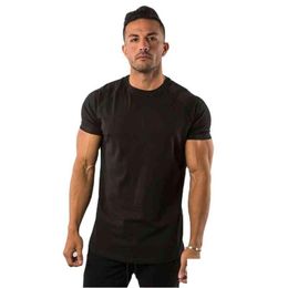 Men'S T-Shirts Body Fitted T-Shirt Made In Cotton Polyter Tight Arm Black 100% Mens Sports Casual T Shirt Plain Dyed Shitrts Knitted D Dhigc