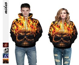 3D Skull Smoke Halloween Sweatshirts Men Women Hip Hop Heron Hoodies Pullovers Streetwear Black Snacks Sweatshirts 20198945215