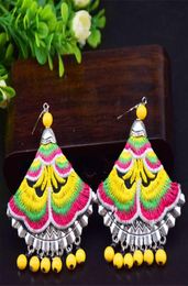 New Yunnan ethnic earrings fabric handmade embroidered earrings earrings jewelry whole5244978