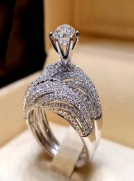 Zircon Copper Brass Ring Full Crystal Silver Color Diamond for Girl Women Female Birthday Party Chirstmas Gift Jewelry R0058639560