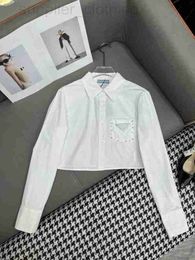 Women's Blouses & Shirts designer High end design sense long sleeved white shirt with sequin button embellishments for women's shirts VP1L