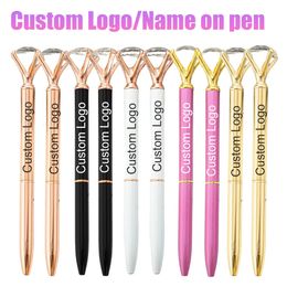 1050 Pcs Big Crystal Diamond Pen Custom Engrave Name Metal Ballpoint Pens for Woman Lady Girl Wedding Office Birthday Gift 240429