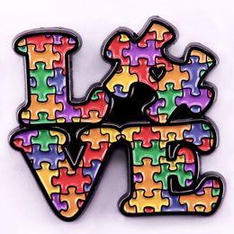 Autistic Quotes Enamel Pins Care Autism love Kids Brooch Rainbow Puzzle Pieces Lapel Badge Jewellery for Psychological Institutions