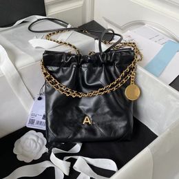 Designer New 100% Sheepskin Classic Mini Trash Black Metal Chain Yellow Handbag Shoulder Fashion Bags Original Edition