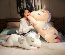 2020 new cute unicorn doll giant shiny plush toy bed sleeping pillow super soft high quality birthday gift for kids girlfriends3245883