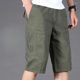 Men's Shorts Summer Pure Cotton Casual Oversized Loose Fitting Cropped Pants Solid Colour Multi Pocket Workwear Capris