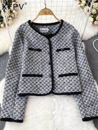 Women's Jackets BabYoung Sweet Temperament Round Neck Single Breasted Thick Tweed Jacket Coat Korean Fashion Autumn Winter 2024