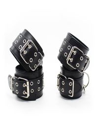 Fetish Bondage Restraints Kit Black PU Leather Hand s Ankle s BDSM Sex Products Toys For Couples Hands Ankles Y181024057890158