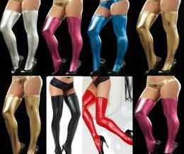 Sexy Pu Women Stockings Sexy Knee Socks Leather Thigh High Long High Elastic Catsuit Latex Pantyhose Nightclubs Wear Leggings J1905584410