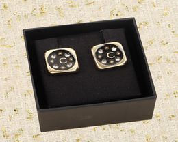 2023 luxury quality charm stud earring with diamond and black Colour square have box stamp PS38545782355