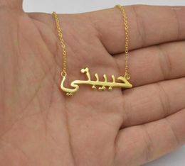 Pendant Necklaces Islamic Jewellery Custom Arabic Name Necklace Personalised Stainless Steel Gold Colour Customised Persian Farsi Nam3313539