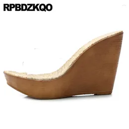 Slippers 2024 Exotic Dancer Pvc Woman Shoes Transparent Stripper Clear Sexy Platform Wedge Sandals Slides High Heel