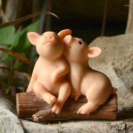 Decorative Figurines Resin Animal Pig Cute Piggy Ornament Fairy Garden Decoration Tabletop Decorations Courtyard Craft For Home And Balcony