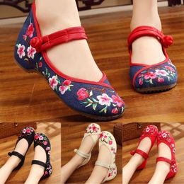 Casual Shoes Women Spring Summer Peach Buckle National Wind Embroidered Women's Size 9 Dress For Business