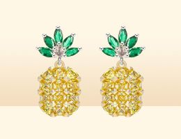 YHAMNI NEW Yellow Crystal Fruit Pineapple Earrings Bridal Large Drop Earrings Natural Crystal Jewelry For Women E44559671655