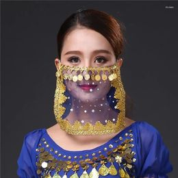 Stage Wear Belly Dance Veil Danging Coin Performance Accessories Glitter